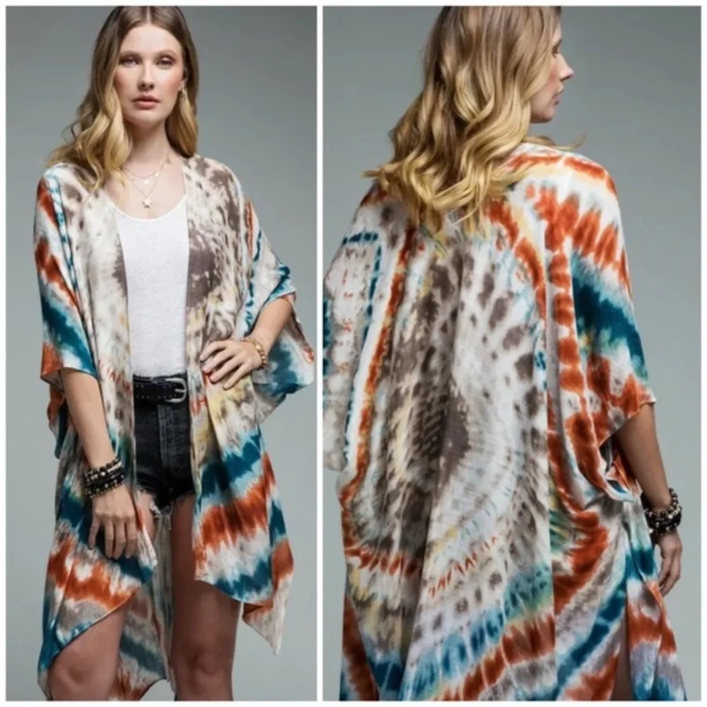 SOLD OUT Coachella Tie Dye Bohemian Kimono Open Wrap - Picture 1 of 6
